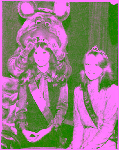 Citrus Heights Little Miss Pageant Winners Denise Bean and Susan Sullivan at the Citrus Heights opening. Lounge Helen Henny sits behind them.