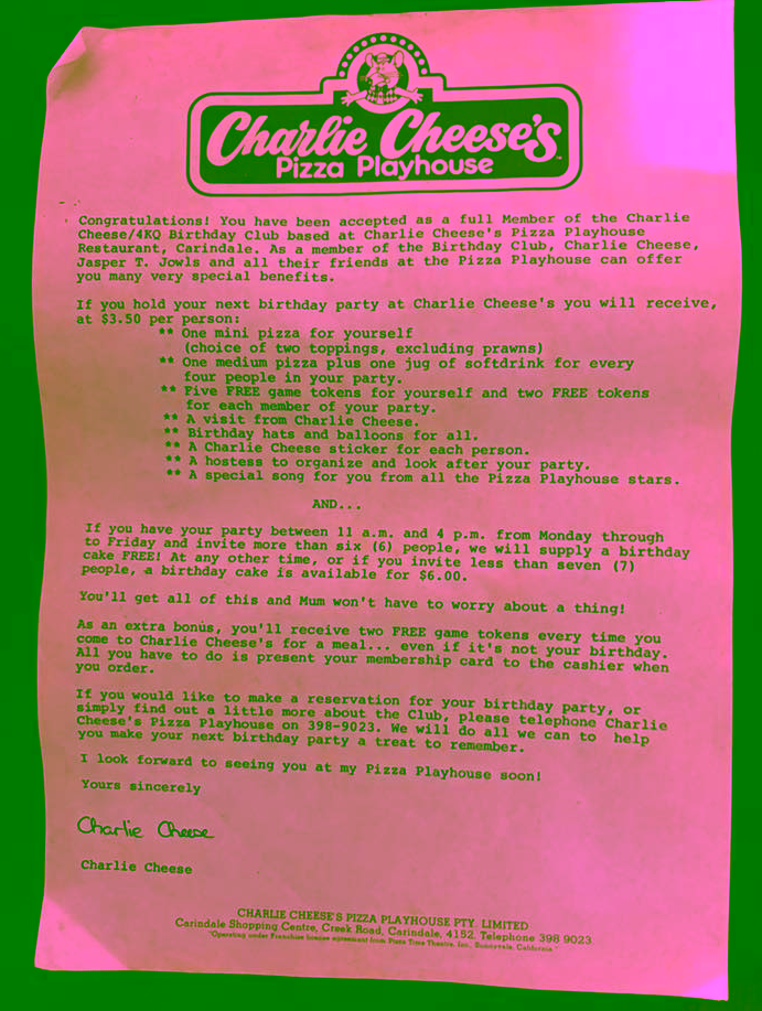 Charlie Cheese's Items