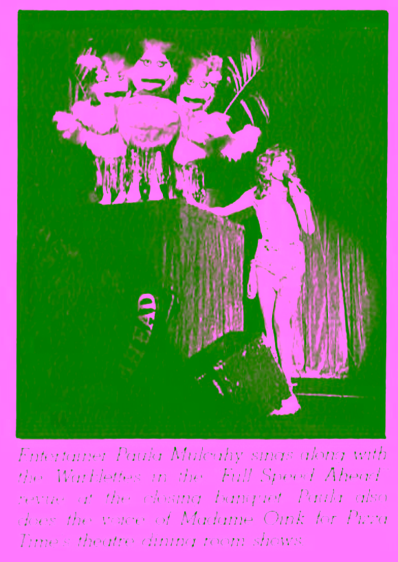 Paula Mulcahy singing with Warblettes at the Full Speed Ahead Revue Show
